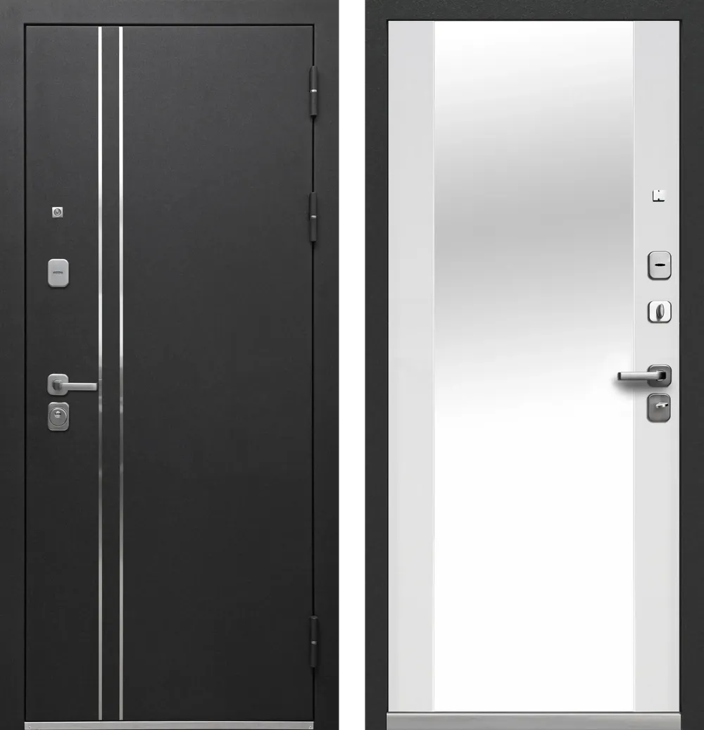 Luxor Букле черный Зеркало Эмалит белый 860*2050 R